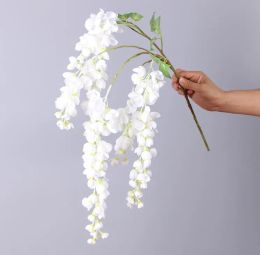 Wholesale artificial wisteria silk flower 5 forks 110cm long nine colors for choose hanging vine 2024304