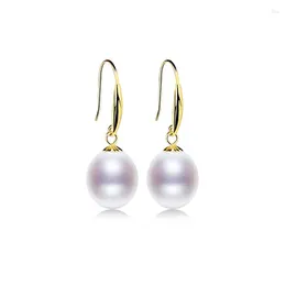 Dangle Earrings XF800 18K Gold Natural Fresh Water Au750 Pearl Drop Fine Jewlery Wedding Party For Women Girl E235