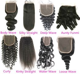 Fast Delivery Curly Body Deep Water Kinky Silk Straight Closure Malaysian Virgin Loose Wave Human Hair Top Lace Closures Piece For5833283