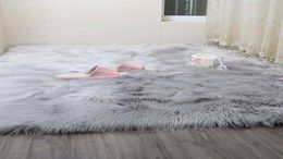 Simanfei Hairy Carpets New Sheepskin Plain Fur Skin Fluffy Bedroom Faux Mats Washable Artificial Textile Area Square Rugs1154151