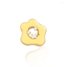 Cluster Rings Waterproof Flower Resin Gold Colour Stainless Steel Metal Adjustable Open Ring For Women Charm Fashion Trendy Jewellery