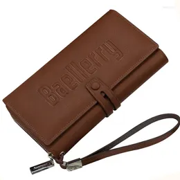 Waist Bags Men Long Wallets And Purses Male Leather Business Wallet Clutch Mobile Phone Bag For