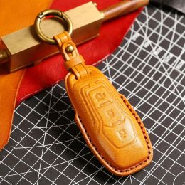 Luxury Car Key Case Cover Fob Protector Leather Keychain Holder Accessories for Ford Focus Mondeo Fiesta Kuga Escort Ecosport