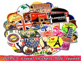 100 PCS Travel Stickers Decals for Home Party Decor DIY Laptop Luggage Water Bottle Postcard Skateboard Bike Car Fridge Wall Gifts8474863
