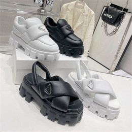 Sports shoes 2024 High Edition P Home Summer New Thick Sole Womens Velcro Gear Casual One word Belt Elevated Sandals