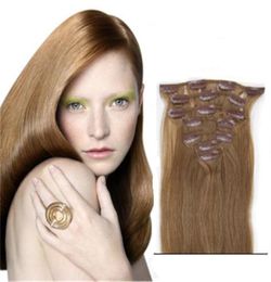 1622 Inch 7Pcs Stylish Straight Clip In Indian Human Hair Extensions 70G 80G 12 Clip In Hair Light Brown hair9317115