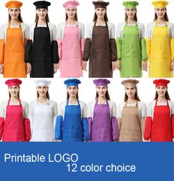 3pcsset Unisex polyester adult Kitchen Waists adult Aprons with SleeveChef Hats for Painting Cooking Baking 12 Colors DHL5241188