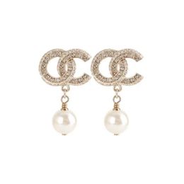 Fashion dangle drop Pearl earring designer earrings for women party wedding lovers gifts Jewellery with flannel bag228U