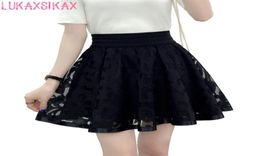 2020 New Spring Summer Women Black Mini Skirt Korean Elastic High Waist Skirt Shorts Sweet Mesh Tulle Umbrella Skirt Falda Tul T208098127