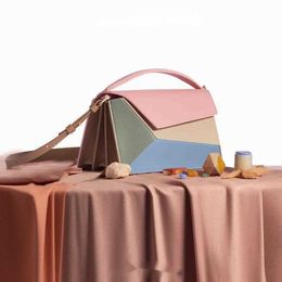 New designer bag Geometric Design Contrast Rhombic Organ Bag Small Square Bag High Texture One Shoulder Crossbody 240131