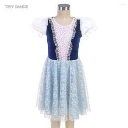Stage Wear Short Puff Sleeves Ballet Dress For Girls And Women Blue Velvet Bodice Romantic Length Skirts Female Ballerina Costumes