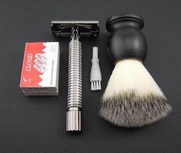 WEISHI Double Edge Classic Safety Razor shaving Blade Brass Gun Colour Long handle 9306CL1SETLOT NEW8302927