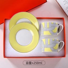 New Golden Trim Coffee Cup Household Pottery Bone China Cup Saucer Set Afternoon Tea Cup Dish and Spoon Water Cup Factory Wholesale