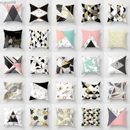 Chair Covers Yellow Black Geometric Pillow Cover Abstract Pillow Case Throw Pillows for Living Room Sofa Home Decor Car Seat Pillowslip Hotel