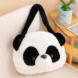 Evening Bags Women Crossbody Black White Tote Bag Cute Cartoon Panda Plush Messenger Soft And Comfortable Shopping Gift For Girl