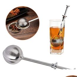 Coffee Tea Tools Stainless Steel Infuser Sphere Mesh Telescopic Teas Strainer Sugar Flour Sifters Philtres Interval Diffuser Handle Dhbce