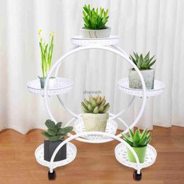 Other Garden Buildings White Metal Plant Stands 6 Pots Plants Flower Stand for Patio Garden Living Room Corner Balcony and Bedroom YQ240304