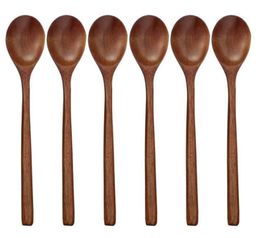 Wooden Spoons 6 Pieces Wood Soup Spoons for Eating Mixing Stirring Cooking Long Handle Spoon with Japanese Style Kitchen Utens9202922