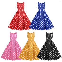 Party Dresses Black Polka Dot Summer For Women 2024 Robe Vintage 50s 60s Turn-Down Collar Short Sleeve Casual Rockabilly Dress Swing