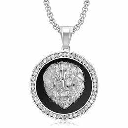 Hip Hop Lion Head Pendant Necklace Cool Men Gift 316L Stainless Steel 18K Gold Plated Rap Jewellery