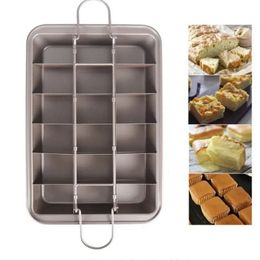 Non Stick Brownie Pan with Dividers Kitchen Baking Tray Cake Mould 18 Cavity Square Bread Carbon Steel Bakeware 240226