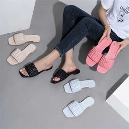 30% OFF Sports shoes 2024 New Family Flat Bottom Womens Fashion Candy Color External Wear Slippers