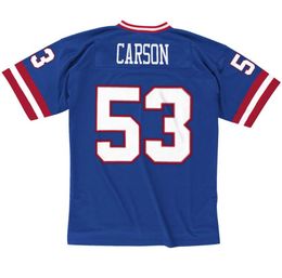 Stitched football Jersey 53 Harry Carson 1986 blue mesh retro Rugby jerseys Men Women Youth S-6XL