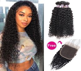 Ishow Peruvian Human Hair Bundles with Closure Buy 3Bundles Get A Deep Loose Wave Yaki Indian Straight Kinky Curly Body for W4850297