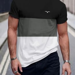 Casual Striped T Shirt For Mens Short Sleeve Tops Oversized TShirts ONeck Pullover Street Shirts Tee Summer Apparel 240220