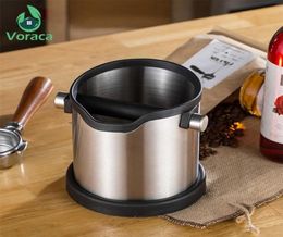 Stainless Steel Coffee Knock Box 1800ml Espresso Grind Container Anti Slip Coffee Grind Dump Bin Waste Bin with Detachable Knock T4545955