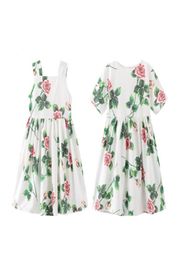 Baby girls floral printed short sleeve and vest dresses kids ruffle pleated princess dress children designer boutique cloth 2053 Y2977317