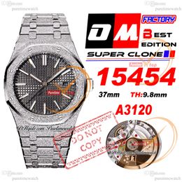 37mm 15454 Frosted A3120 Automatic Womens Watch OMF Gray Textured Dial Stainless Steel Bracelet Super Edition Ladies Watches Puretimewatch Reloj Hombre