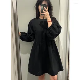 Casual Dresses Cotton Blouse Style Backless Dress 2024 Spring Loose Black For Women