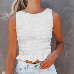 Women's Tanks 2024 Summer Crop Y2k Top Cropped T-shirt Fashion Sweet Lace Slim Slimming Strapless Sleeveless Vest Clothing