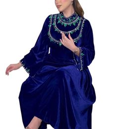 Saudi Arabia Abaya Robe Velvet Luxury Green Diamond Middle Eastern Evening Dress Fashion Ramadan Vetement Femme ropas indias Muslim Clothing