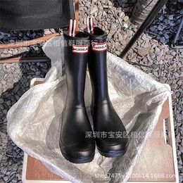 36% OFF Sports shoes 2024 High version H family short long summer new original letter thick soled anti slip rain boots EVA height increase for women