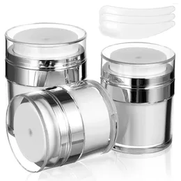 Storage Bottles 3 Sets Airless Pump Cream Jar Vacuum Bottle Dispenser Travel Containers With Spoons