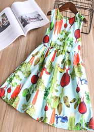 New Printed Vest Dress Garden Radish Sleeveless Vest Skirt Breathable Cool Cotton Fabric Spring Summer Dresses Braces Skirt 210T1814841