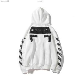 Mens Hoodies Sweatshirts 2023 Black T-shirts White p Off Style Trendy Fashion Sweater Painted Arrow Crow Stripe Loose Hoodie and Womens S-2xl0x4c