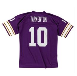 Stitched football Jersey 10 Fran Tarkenton 1975 Purple mesh retro Rugby jerseys Men Women and Youth S-6XL