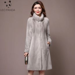 Fur 2020 Plus Size Winter Superior Quality Real Mink Fur Coat Women New Full Sleeve Stand Collar Thick Warm Long Natural Fur Coats F