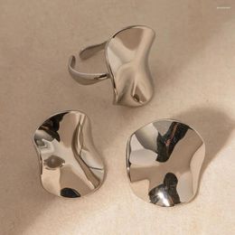 Stud Earrings Uworld Stainless Steel Round Pleated Ring Set Silver Colour Fashion Metal Waterproof Charm Women Gold Jewellery