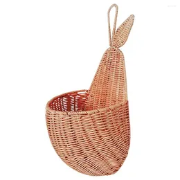 Storage Bags Rattan Pear Shape Basket Handmade Fruit Organizer Wicker Baby Room Nursery Decoration