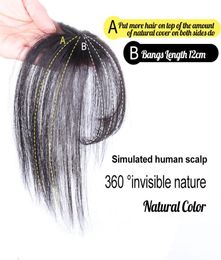 Remy 3D Air Bangs Capelli umani 2 Clip marrone più scuro in un pezzo di capelli Posticci naturali invisibili morbidi per le donne3120790