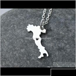 Pendant Necklaces Pendants Jewelry Drop Delivery 2021 10Pcs- European Country Map Necklace Charm Italian Italia Pride I Heart Love C Dheqy