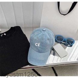 23ss Summer Designer Hat Womens Brand Full Details Alphabet Hard Top Baseball Cap Duck Mens and Fashion Blue Washed Denim RPQU