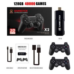 Consoles 2022 New Video Game Console Double Wireless Controller Game Stick Retro Game Console 4K HD 128G 40000 Games 2.4G For PSP PS1 GBA