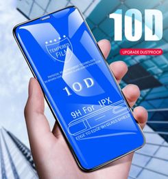 10D Curved Tempered Glass screen protector For Iphone 14 13 12 pro max 11 XR XS MAX X 8 7 plus full cover adhesive glue protective8005557