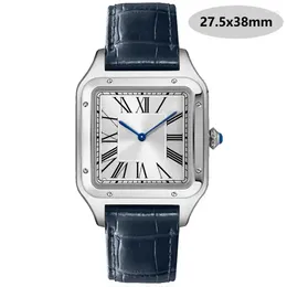 Wristwatches Luxury High Quality Lovers Quartz Watch Mens Women Fashion Square Leather Men Gold White Sapphire Wristwatch