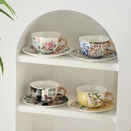 Cups Saucers Blue And White British Afternoon Set Coffee Cup Tea Chinese Western Combination Irregular Ceramic Tazas Cute